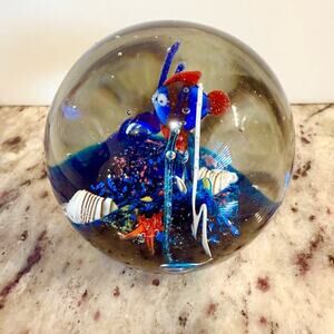 Vintage 1980’s Murano Glass Aquarium Paperweight
